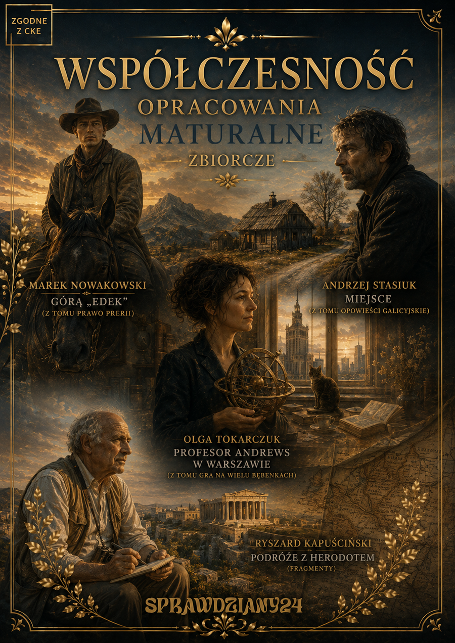 LEKTURY WSPÓŁCZESNOŚĆ – „GÓRĄ «EDEK»” • „MIEJSCE” • „PROFESOR ANDREWS W WARSZAWIE” • „PODRÓŻE Z HERODOTEM” – OPRACOWANIA MATURALNE DO MATURY Z JĘZYKA POLSKIEGO 2027 EBOOK