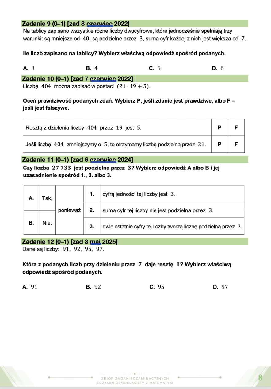 Zbiór zadań egzaminacyjnych z matematyki do egzaminu ósmoklasisty EBOOK E8 2027