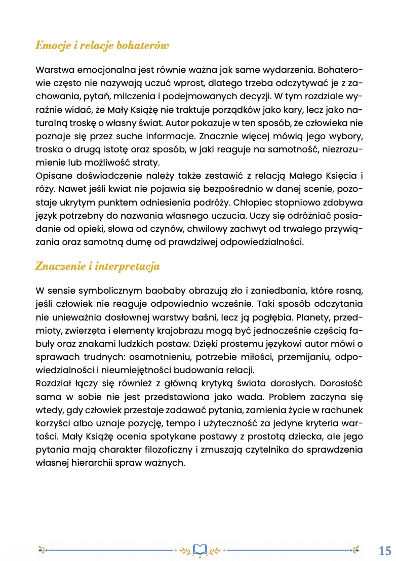 MAŁY KSIĄŻĘ SZCZEGÓŁOWE STRESZCZENIE DO EGZAMINU ÓSMOKLASISTY