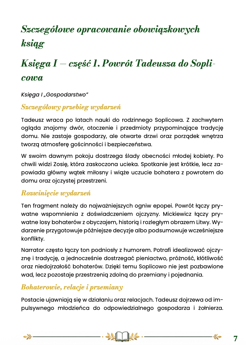 PAN TADEUSZ – STRESZCZENIE SZCZEGÓŁOWE DO EGZAMINU ÓSMOKLASISTY 2027 EBOOK