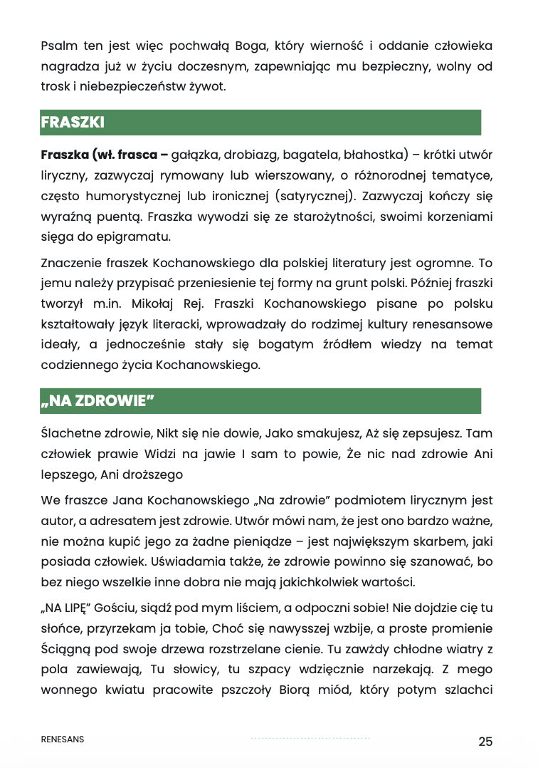 RENESANS – OPRACOWANIE MATURALNE DO MATURY Z JĘZYKA POLSKIEGO 2027 EBOOK