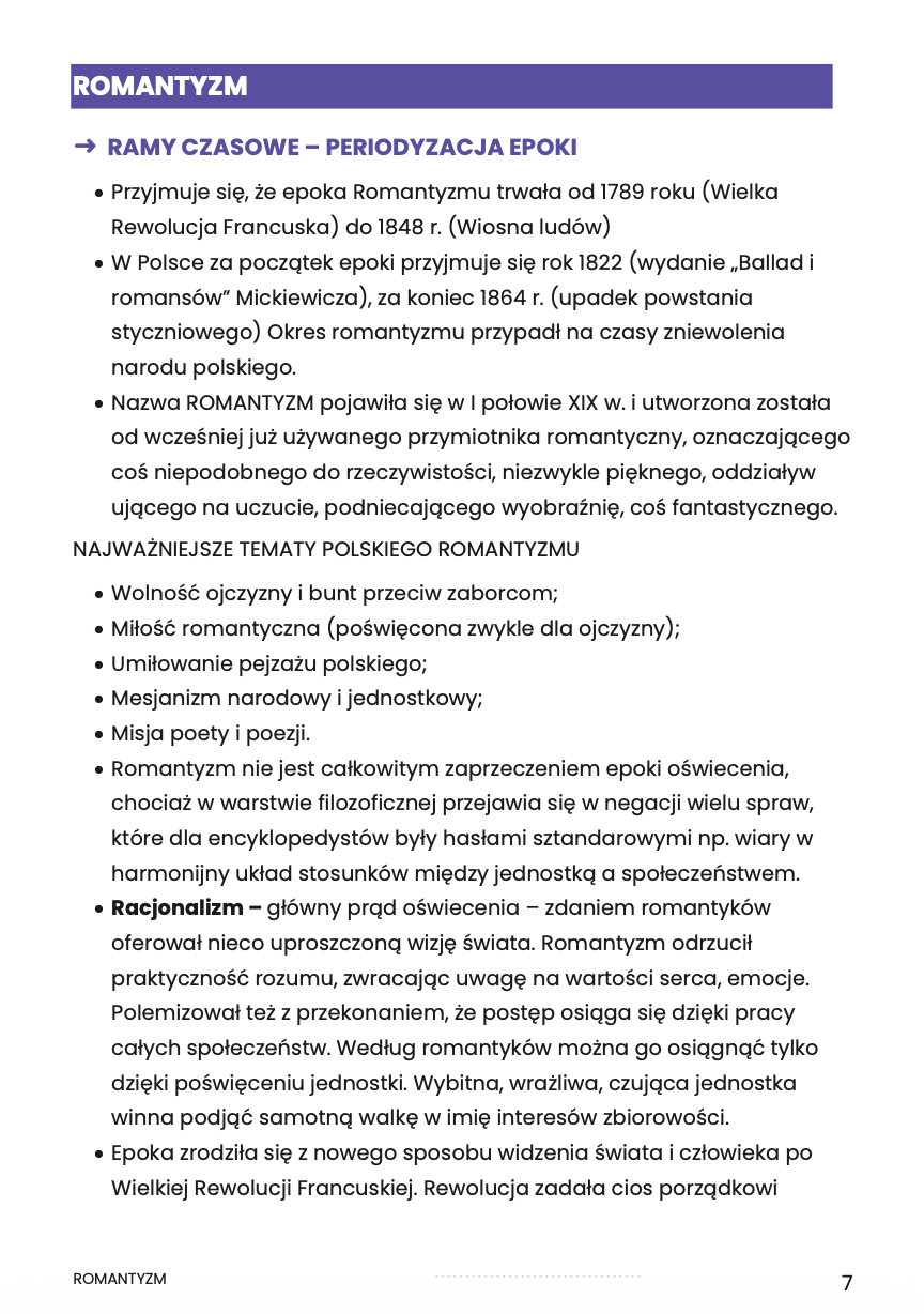 ROMANTYZM – OPRACOWANIE MATURALNE DO MATURY Z JĘZYKA POLSKIEGO 2027 EBOOK