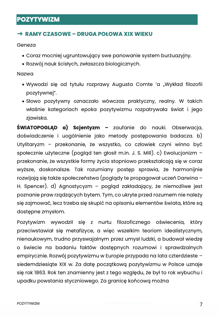POZYTYWIZM – OPRACOWANIE MATURALNE DO MATURY Z JĘZYKA POLSKIEGO 2027 EBOOK