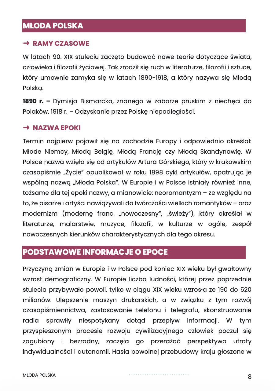 MŁODA POLSKA – OPRACOWANIE MATURALNE DO MATURY Z JĘZYKA POLSKIEGO 2027 EBOOK