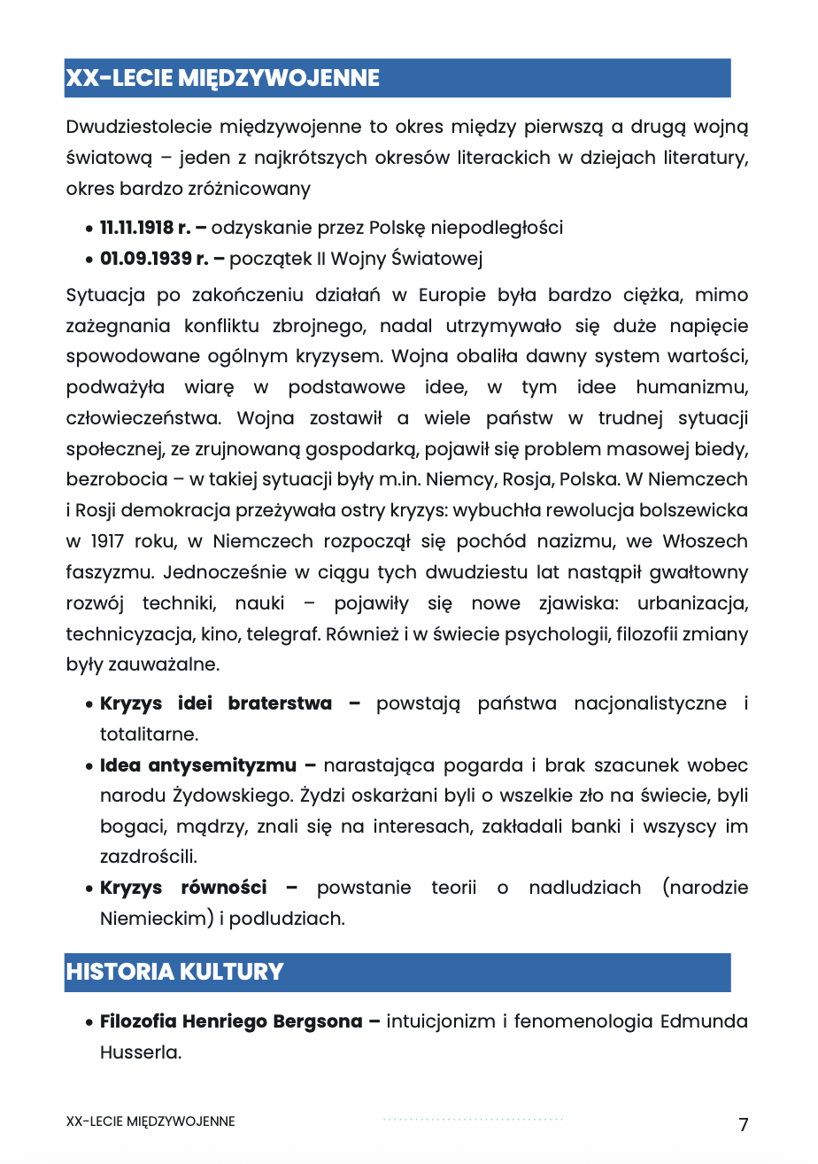 DWUDZIESTOLECIE MIĘDZYWOJENNE – OPRACOWANIE MATURALNE DO MATURY Z JĘZYKA POLSKIEGO 2027 EBOOK
