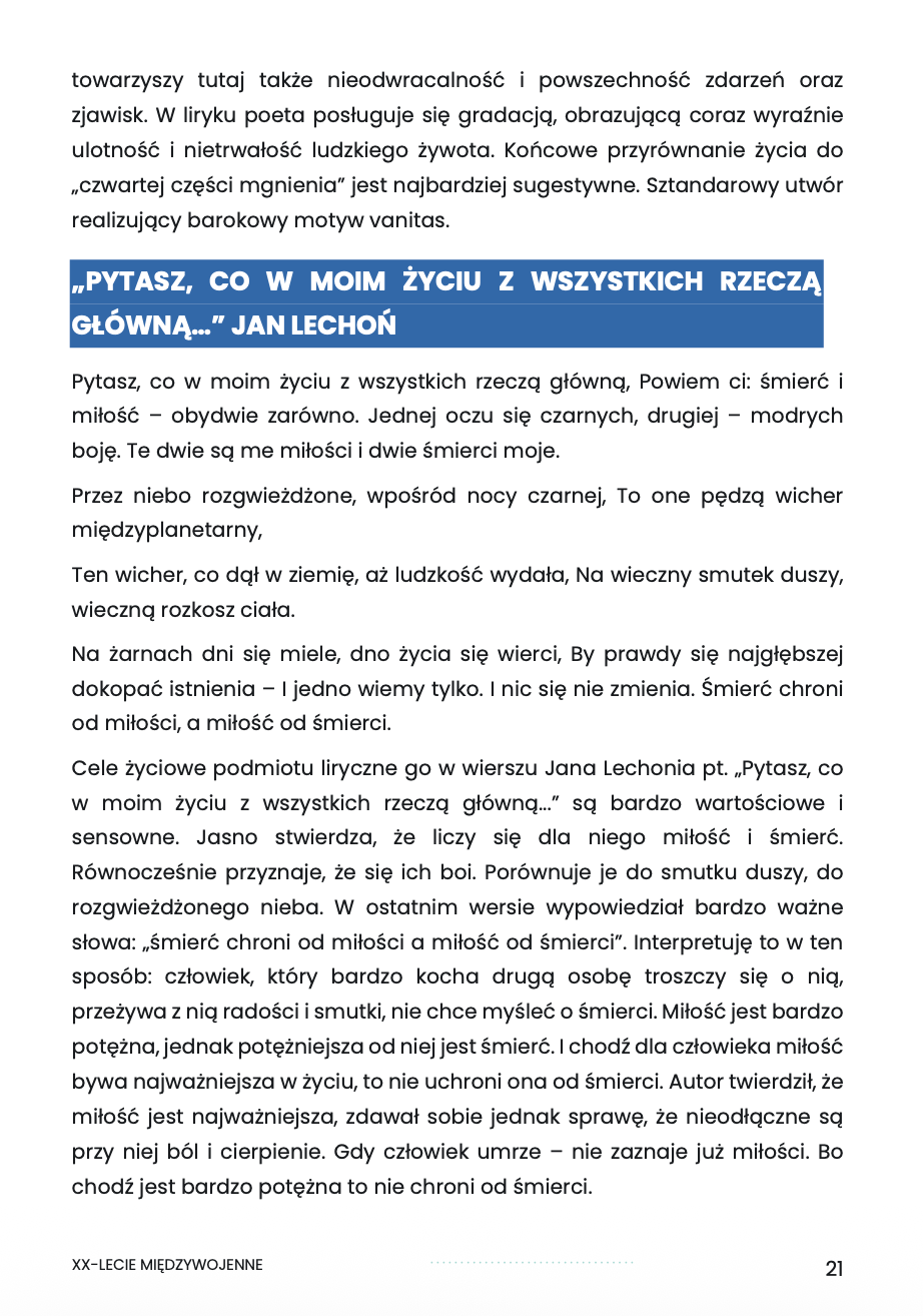DWUDZIESTOLECIE MIĘDZYWOJENNE – OPRACOWANIE MATURALNE DO MATURY Z JĘZYKA POLSKIEGO 2027 EBOOK