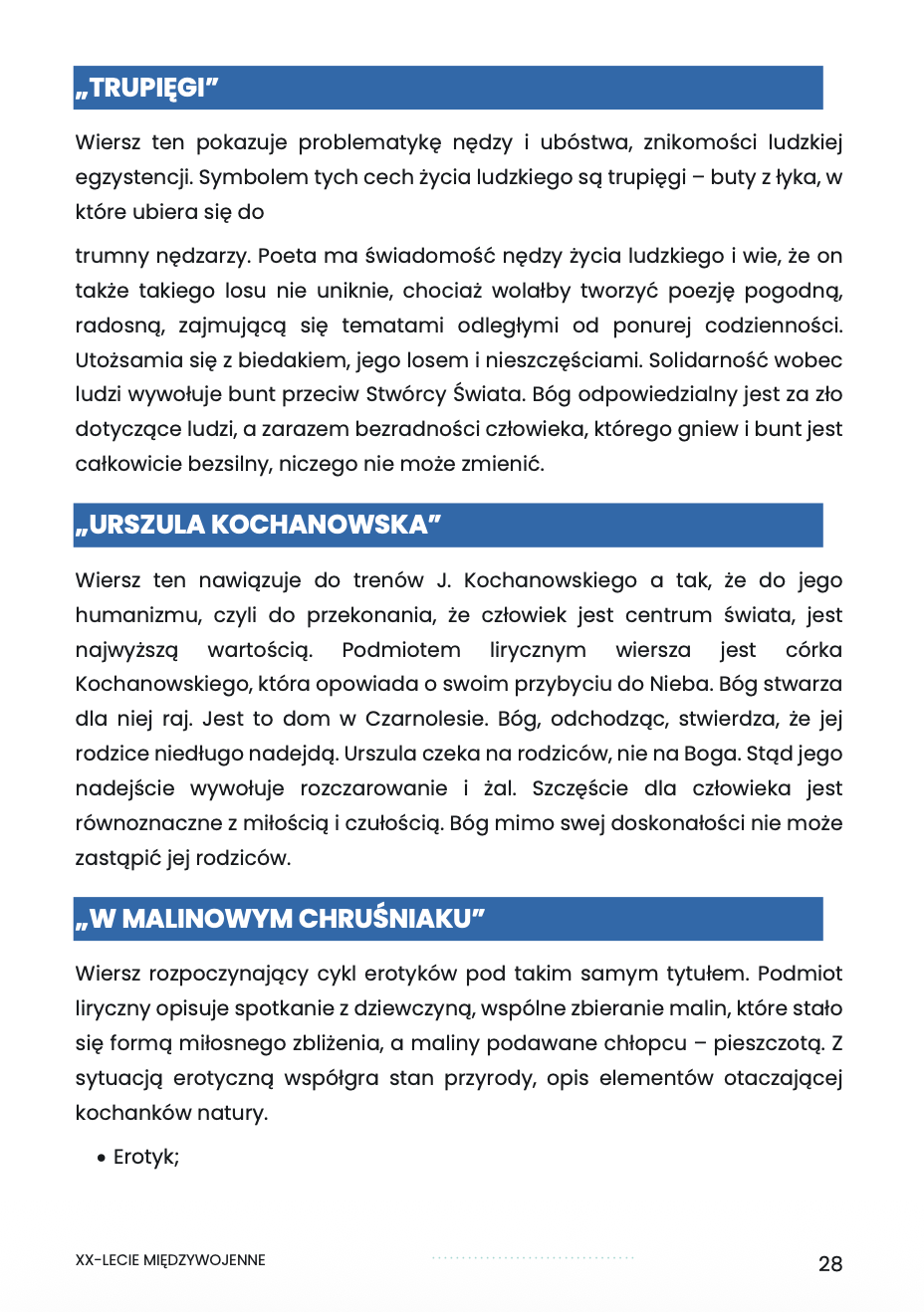 DWUDZIESTOLECIE MIĘDZYWOJENNE – OPRACOWANIE MATURALNE DO MATURY Z JĘZYKA POLSKIEGO 2027 EBOOK