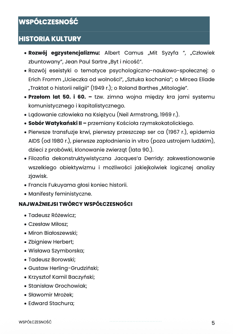 WSPÓŁCZESNOŚĆ – OPRACOWANIE MATURALNE DO MATURY Z JĘZYKA POLSKIEGO 2027 EBOOK