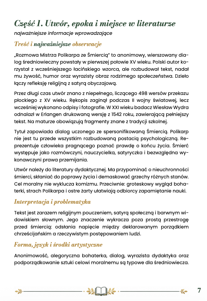 ROZMOWA MISTRZA POLIKARPA ZE ŚMIERCIĄ – OPRACOWANIE MATURALNE DO MATURY Z JĘZYKA POLSKIEGO 2027 EBOOK