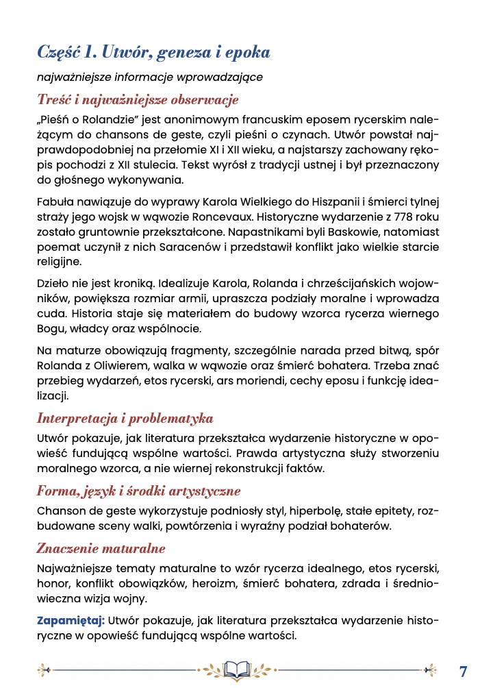 PIEŚŃ O ROLANDZIE – OPRACOWANIE MATURALNE DO MATURY Z JĘZYKA POLSKIEGO 2027 EBOOK