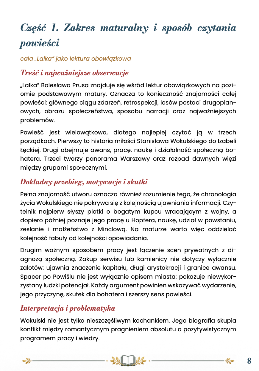 LALKA – OPRACOWANIE MATURALNE DO MATURY Z JĘZYKA POLSKIEGO 2027 EBOOK