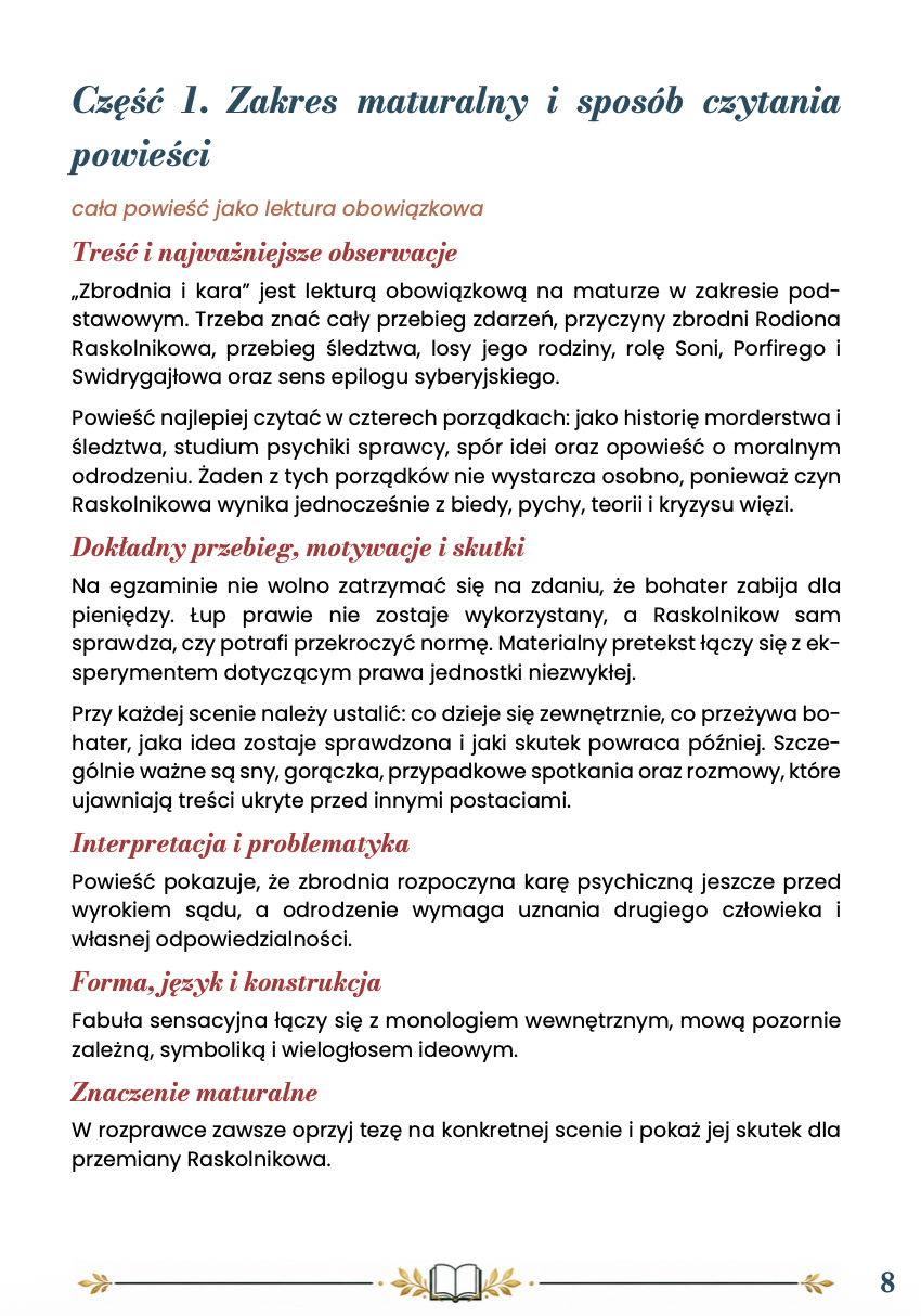 ZBRODNIA I KARA – OPRACOWANIE MATURALNE DO MATURY Z JĘZYKA POLSKIEGO 2027 EBOOK