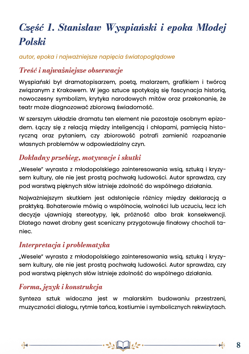 WESELE – OPRACOWANIE MATURALNE DO MATURY Z JĘZYKA POLSKIEGO 2027 EBOOK