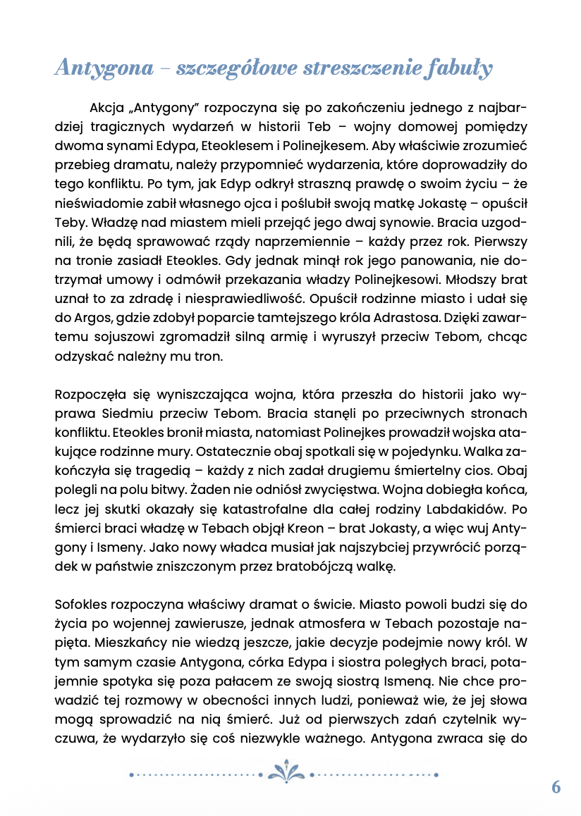 ANTYGONA STRESZCZENIE MATURALNE DO MATURY Z JĘZYKA POLSKIEGO EBOOK 2027
